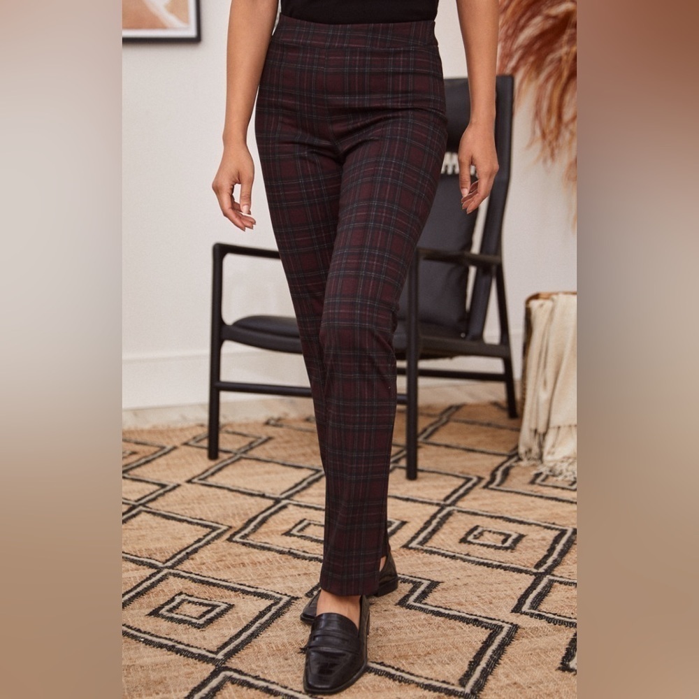 JULES & LEOPOLD Sz 1X Laura + Plaid Ankle Length Pull On Slim Pants New w/ Tags